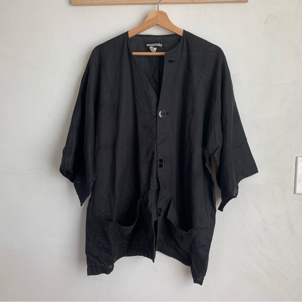 Monitaly Linen Shirt Jacket Linen Top Blouse - size xxs